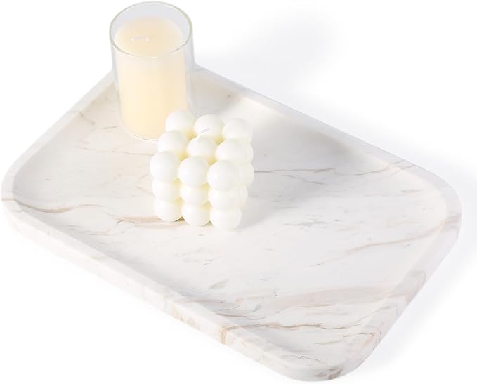 Karibiber Marble Vanity Tray, Marble Bathroom Tray Countertop, Decorative Trays by Karibiber