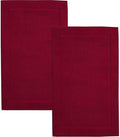 Hawmam Linen Red Bath Mats, 21 x 34 inches, Banded Design, Highly Absorbent by HawmamLinen