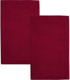 Hawmam Linen Red Bath Mats, 21 x 34 inches, Banded Design, Highly Absorbent by HawmamLinen