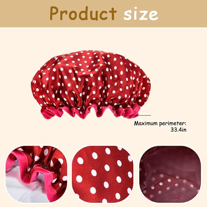 Christmas Red Polka Dot Shower Cap - Image 2
