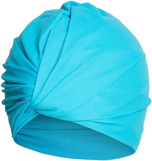 Pleated Fabric Swimming Cap Women Ladies Long Hair Swim Cap Ear Protecting - Image 2