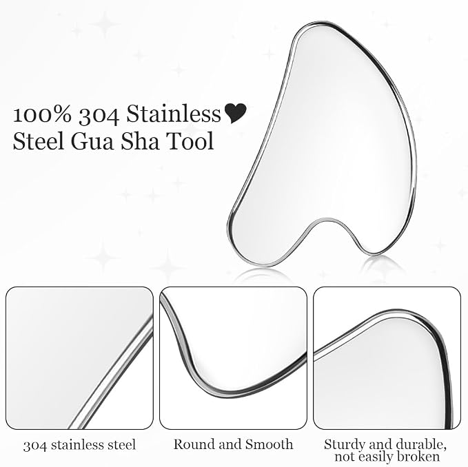 URAQT Stainless Steel Gua Sha Facial Tools Guasha Tools - Image 6