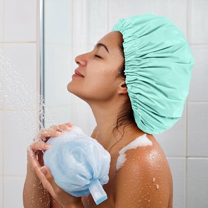 Reusable Shower Cap for Women, Large Waterproof Shower Bonnet - Image 4