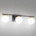 Ralbay Black and Gold Bathroom Lights 3-Light Mid Century Modern Milky Glass by RalbayLighting