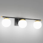 Ralbay Black and Gold Bathroom Lights 3-Light Mid Century Modern Milky Glass by RalbayLighting