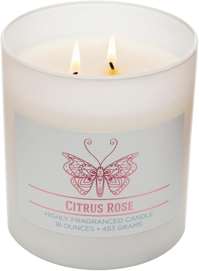 Carolina Citrus Rose Scented Candle, 16 oz Wellness Relaxing Aromatherapy Candle - Image 4