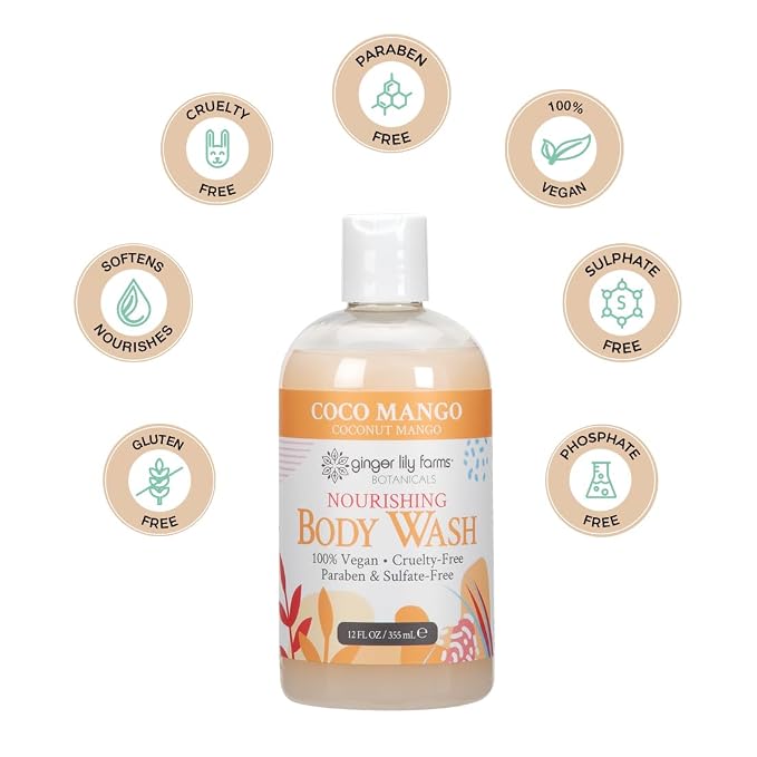 Ginger Lily Farms Botanicals Nourishing Body Wash, Coco Mango, 100% Vegan & - Image 5