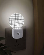 Night Lights Auto Sensor White Checked Plaid Night Light Minimalist Grid Lines - Image 3