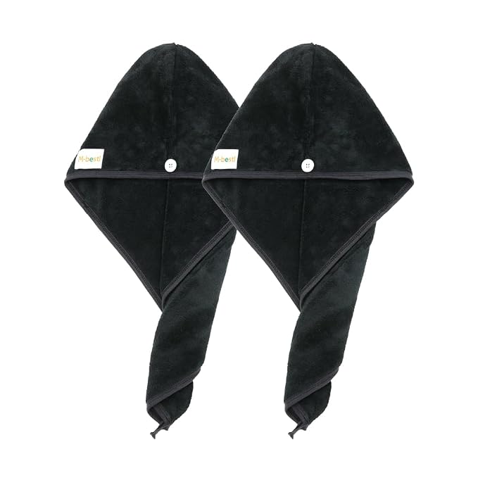 M-bestl 2 Pack Microfiber Hair Towel Wrap, Hair Drying Towel - Image 2