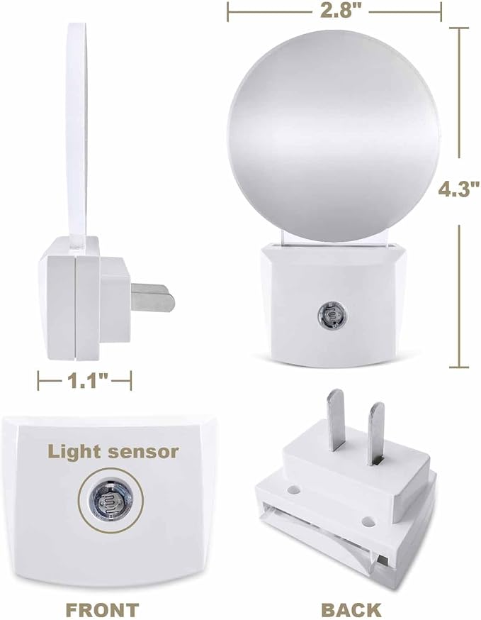 Night Lights Auto Sensor Grey Ombre Night Light Solid Color Round Lamp Plug-in - Image 2