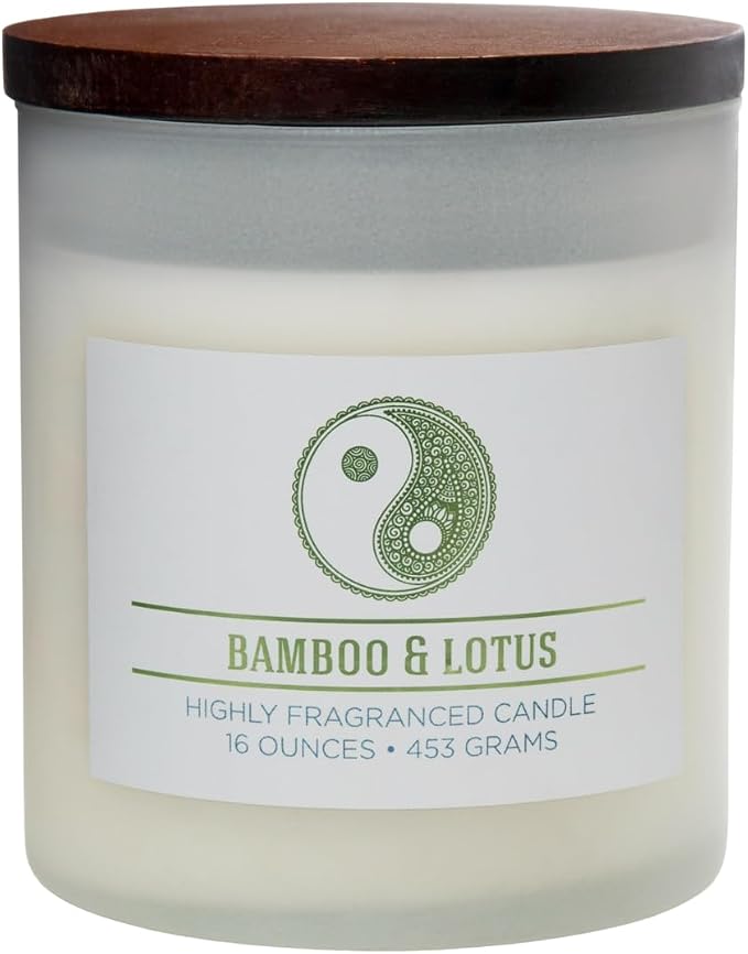 Carolina Bamboo Lotus Scented Candle, 16 oz Wellness Relaxing Aromatherapy by CAROLINA