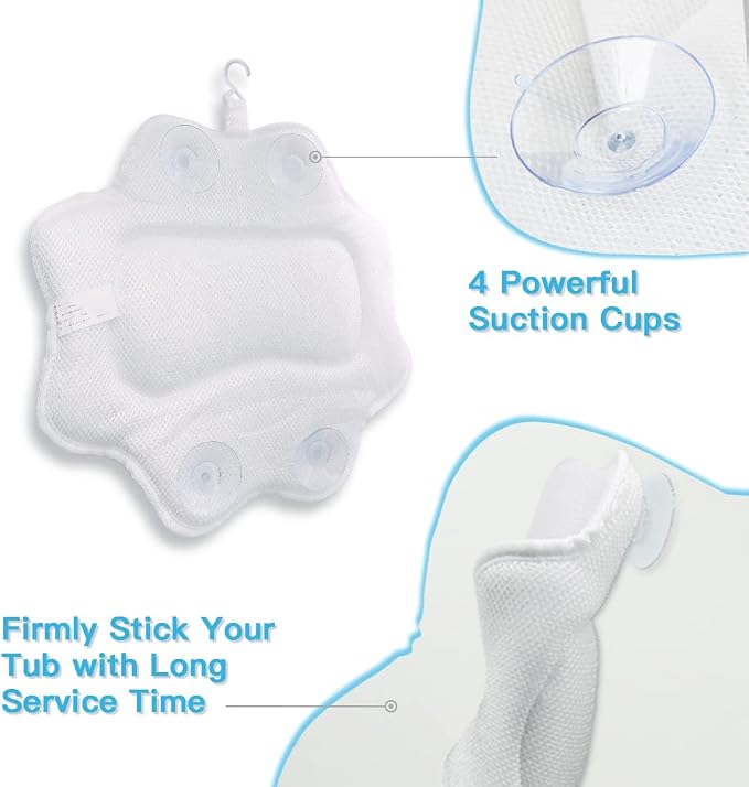 Beautybaby Bathtub Spa Pillow, Non-Slip 4 Strong Suction Cups, Bath Pillows - Image 6