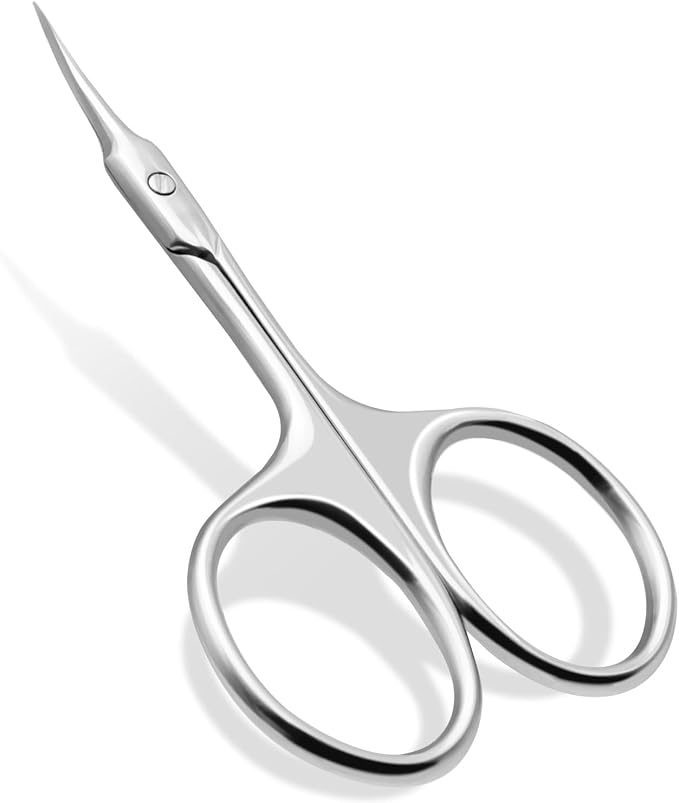 Lermende Cuticle Scissors Extra Fine Curved, Portable Stainless Steel Manicure by Lermende
