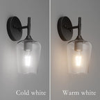Ralbay Black Wall Sconces Set of 2 Matte Black Bathroom Lights Clear Glass - Image 8