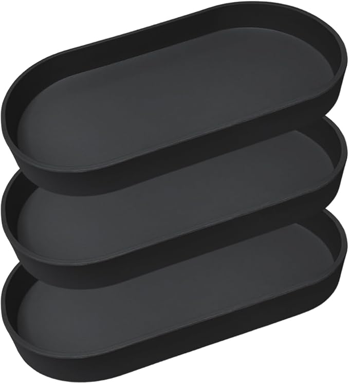 Black Small Tray, 3 Pack Oval Tray by VCREATC-VCREATEFORCUSTOMER