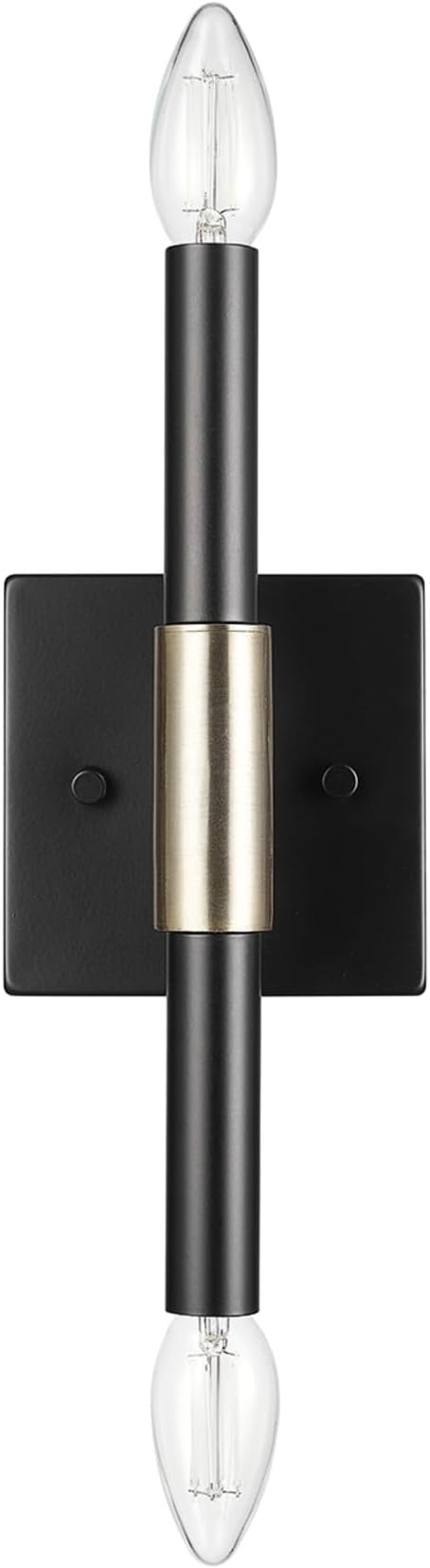 Globe Electric 65000044 2-Light Wall Sconce, Matte Black, Antique Brass Accent by GlobeElectric