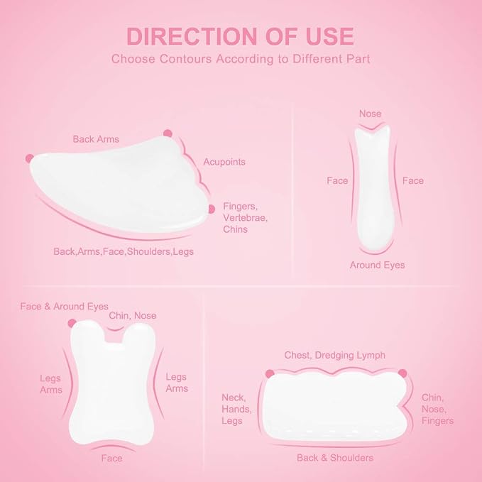 airogym 4 Pack Gua Sha Scraping Massage Tool, Natural Stone Gua Sha Board - Image 5