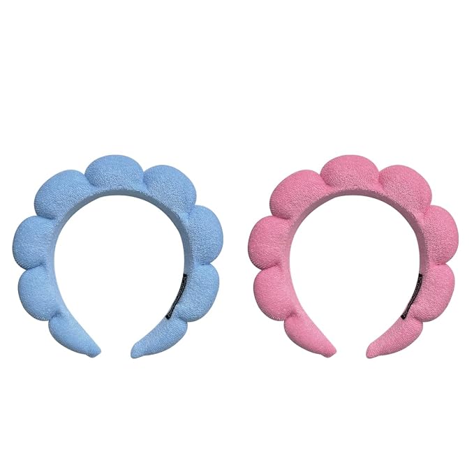 KVZVK Puffy Sponge Spa Hairband, 2 Pack - Image 6