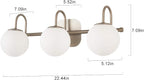 Brushed Nickel Bathroom Vanity Light Fixtures 3 Lights Milk White Glass Globe - Image 4