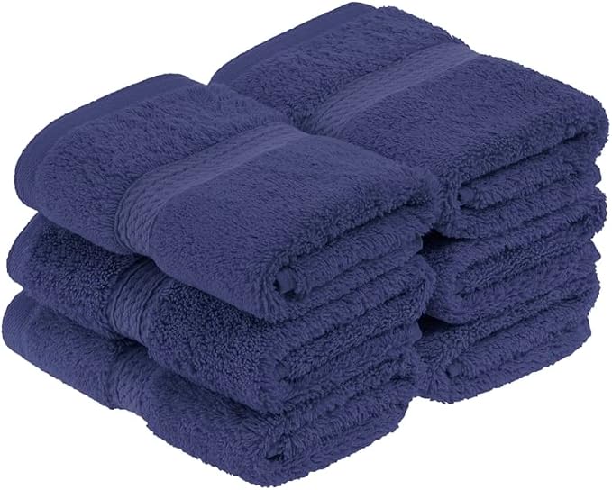 Superior Egyptian Cotton Pile Face Towel/Washcloth Set of 6, Ultra Soft Luxury by SUPERIOR