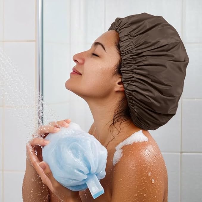 Reusable Shower Cap for Women, Large Waterproof Shower Bonnet - Image 4