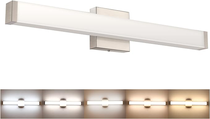 Bathroom Vanity Light Brushed Nickel Square LED 24 inch 14W 4000K Natural White by Enjoyyourhealthylife