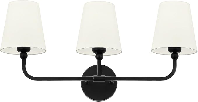 Bathroom Light Fixtures, 3-Light Matte Black Vanity Lights by Metwet