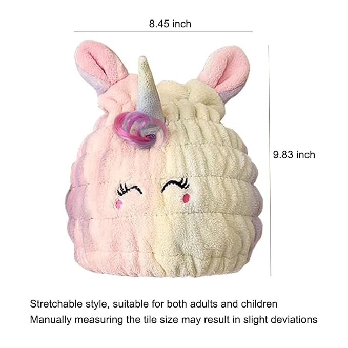 Animal Hair Drying Towel Cap for Kids, Absorbent Quick Girls Boys Hair Drying - Image 3