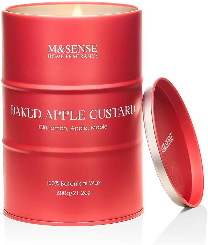 M&SENSE Baked Apple Scented Candles Large, Natural Soy Candles 21.2oz 120 Hour by MSENSE