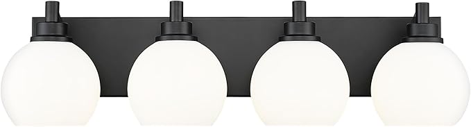 Bathroom Light Fixtures, 4 Light Matte Black Vanity Light, 26 Inch Modern Wall by Metwet