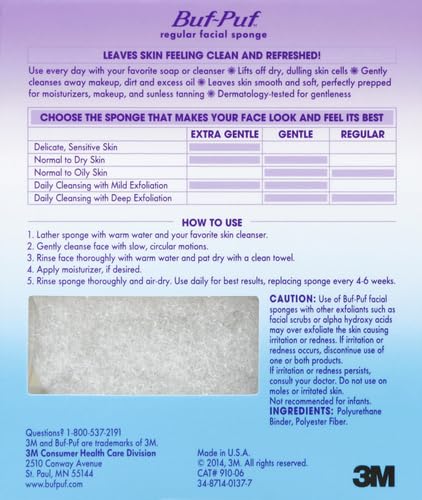 Buf-Puf Facial Sponge, Exfoliating | Dermatologist Developed | Reusable | White - Image 3