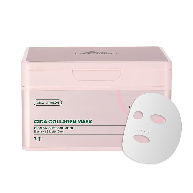 VT COSMETICS CICA Pink Daily Mask 30 Sheets, 300Da Low Molecular Collagen by VTCOSMETICS