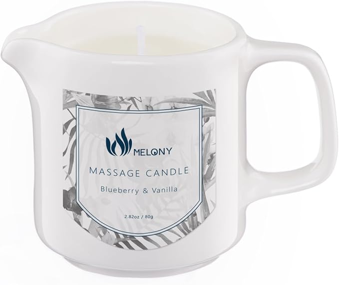MELONY Soy Massage Oil Candle | Blue & Vanilla | Low Temp | 2.82 OZ / 80G | by MELONY