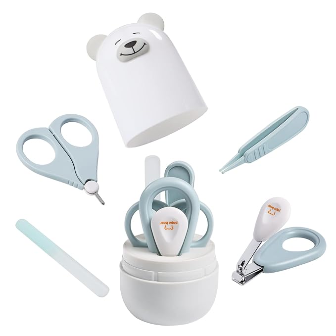 Baby Nail Clippers Set with Cute Case, Infant Fingernail and Toenail File Kit by papabear