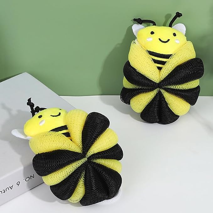 Ximimark 2 pcs Bee Loofah Sponge Cartoon Bee Bath Sponge Shower Sponge Balls - Image 7