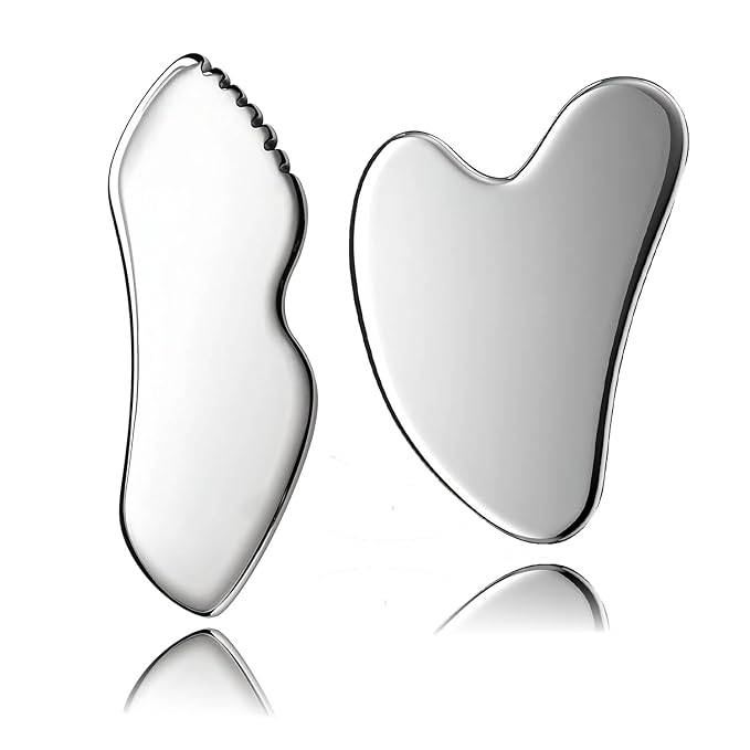2Pcs gua sha facial tools stainless steel guasha set by Unknown
