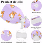 Adjustable Brown Dachshund Dog Blue Surgical Scrub Cap - Image 4