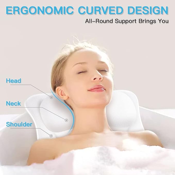 Bath Pillow for Tub Luxury Bathtub Pillow for Head and Neck 4D Air Mesh Spa - Image 5