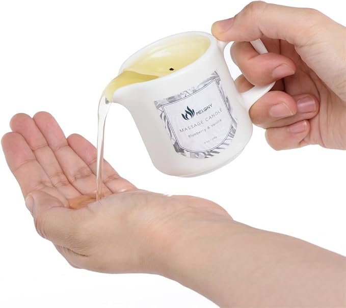 MELONY Soy Massage Oil Candle | Blue & Vanilla | Low Temp | 2.82 OZ / 80G | - Image 2