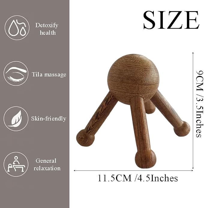 OULIGET Wooden Trigger Point Massage Tool, Spider Shape 5 Legs Massager - Image 2