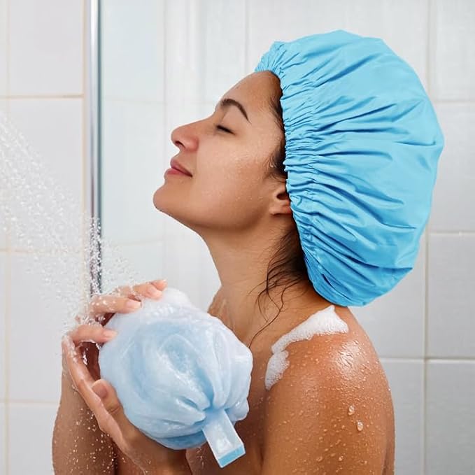 Reusable Shower Cap for Women, Large Waterproof Shower Bonnet - Image 4