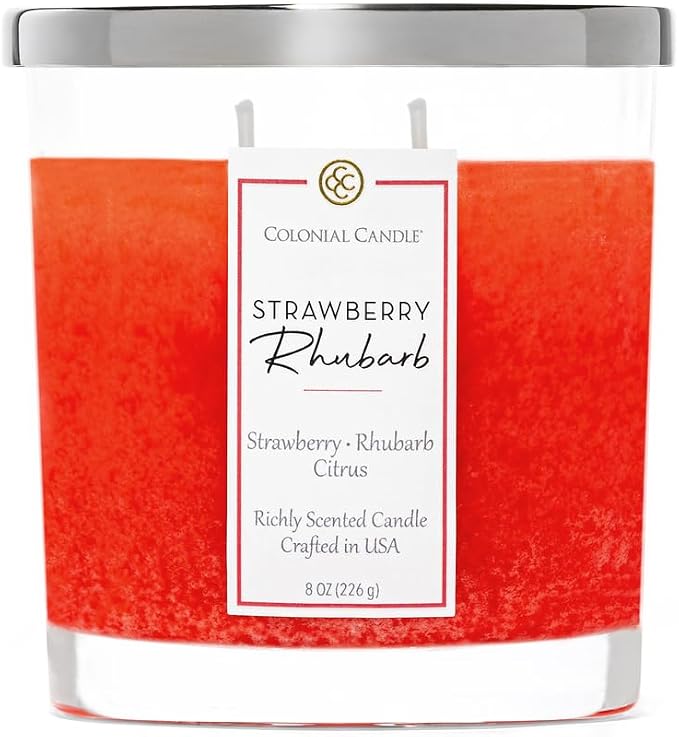 Colonial Candle Strawberry Rhubarb Scented Candle Jar, Highly Fragranced Candles by ColonialCandle