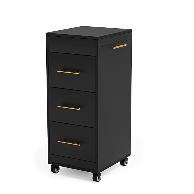 Salon Trolley Cart with Wheels, 3-Drawer Rolling Hair Styling Station, Mobile by OmySalon