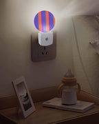 Night Lights Auto Sensor Purple Orange Night Light Gradient Color Stripe Round - Image 5