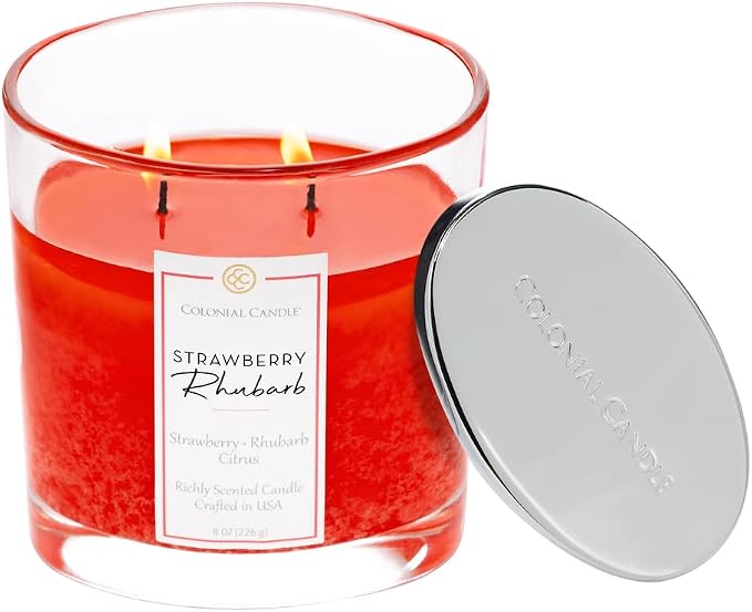 Colonial Candle Strawberry Rhubarb Scented Candle Jar, Highly Fragranced Candles - Image 3