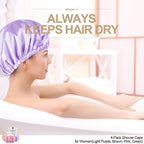 Shower Cap for Women Reusable Extra Large Shower Caps for Men Satin Double - Image 3