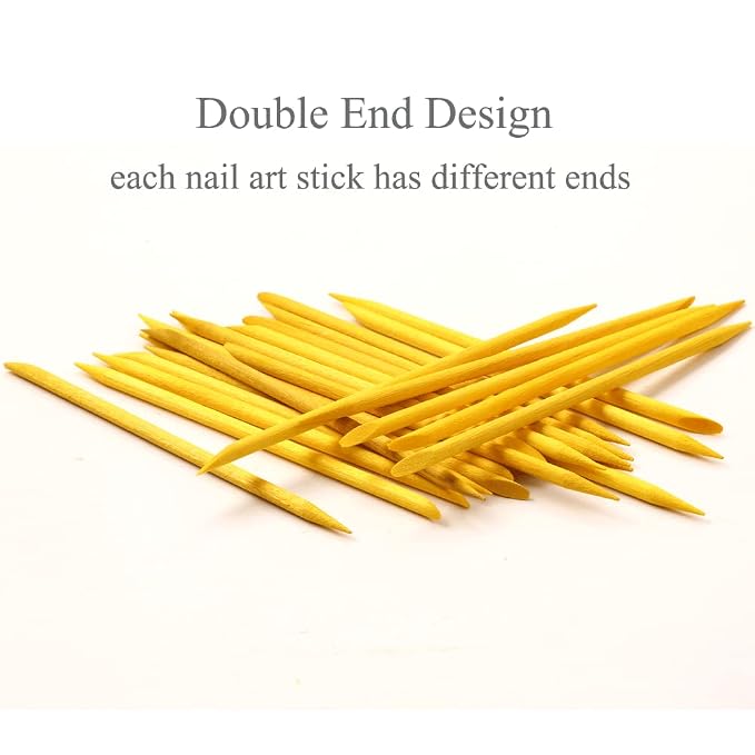 100 Pcs Orange Wood Nail Sticks Double Sided Multi Functional Cuticle Pusher - Image 4