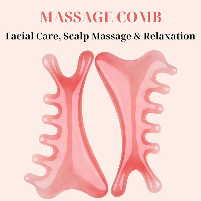 Pink Gua Sha & Massage Comb Set – Massage Tool - Image 4