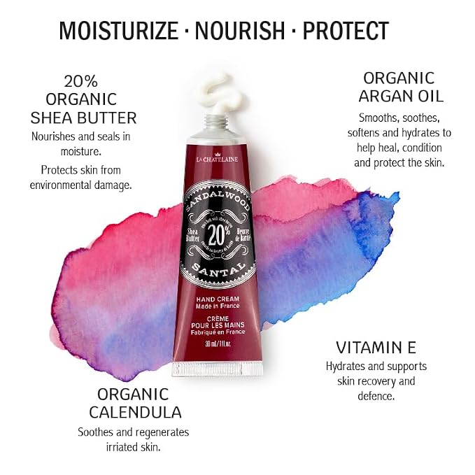 La Chatelaine 20% Shea Butter Hand Cream Travel Size, Organic Argan Oil - Image 2