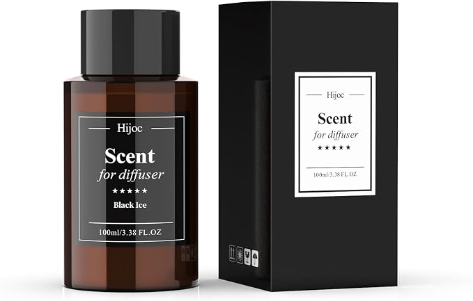 Black Ice Essential Oils for Waterless Scent Diffusers, Reed Diffuser Oil Refill by Hijoc